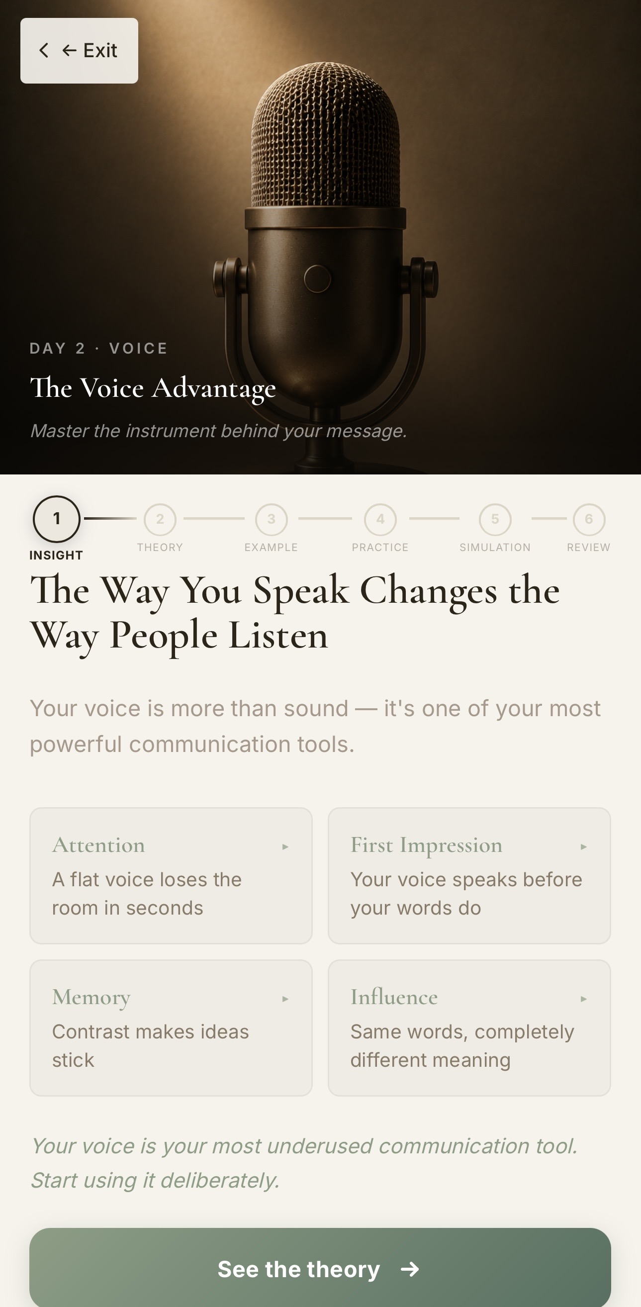 AmplifyU app — coaching insight view
